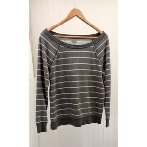 Aerie grey striped, lightweight, long sleeve sweatshirt size small